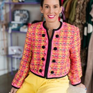 Vibrant Pink Tweed Women's Blazer